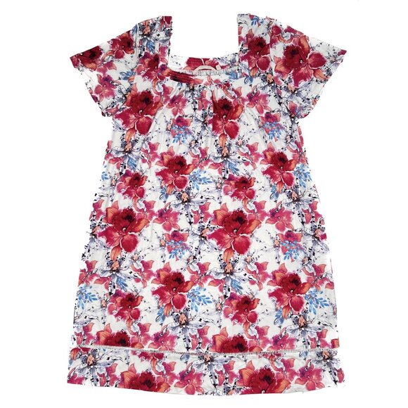 Soft Surroundings Blissful Bamboo Plumeria Floral Nightgown Ladder Trim Hem Sz L - Picture 7 of 9